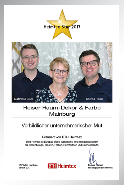 Reiser-Bettenfachhändler Urkunde Reiser