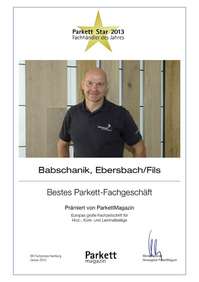 Babschanik GmbH-Bettenfachhändler Urkunde Babschanik GmbH