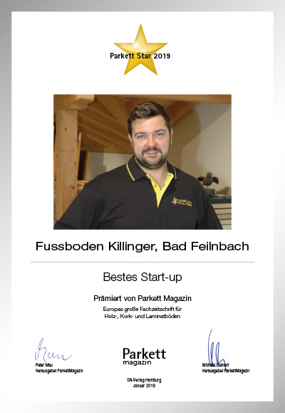 Fussboden Killinger GmbH & Co. KG-Bettenfachhändler Urkunde Fussboden Killinger GmbH & Co. KG