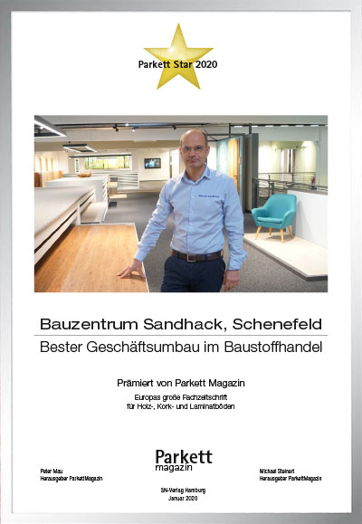 Bauzentrum Sandhack GmbH-Bettenfachhändler Urkunde Bauzentrum Sandhack GmbH