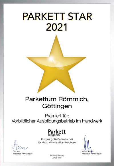 Parkettum Römmich-Bettenfachhändler Urkunde Parkettum Römmich