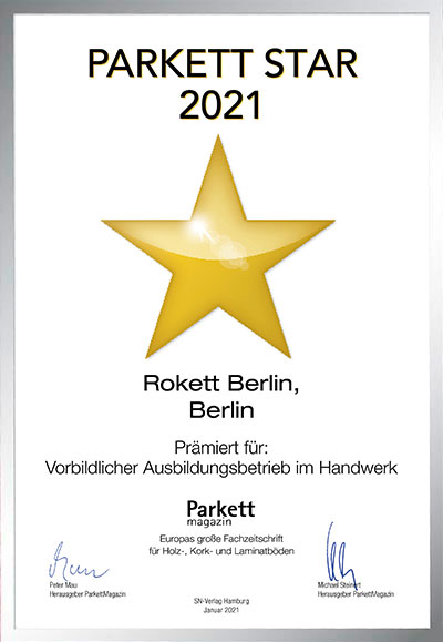 Rokett Berliner Holzböden GmbH-Bettenfachhändler Urkunde Rokett Berliner Holzböden GmbH