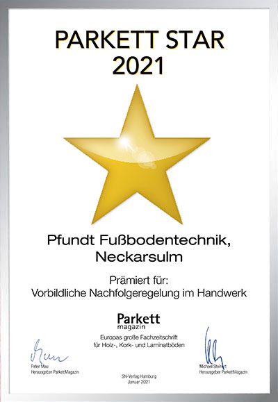 Pfundt Fußbodentechnik GmbH-Bettenfachhändler Urkunde Pfundt Fußbodentechnik GmbH