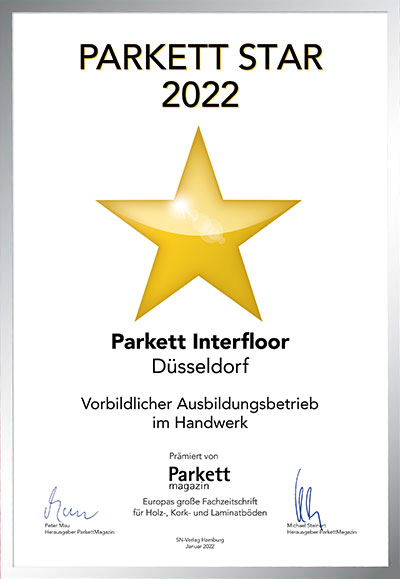 Parkett Interfloor GmbH-Bettenfachhändler Urkunde Parkett Interfloor GmbH