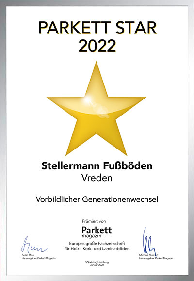 Stellermann Fußböden GmbH-Bettenfachhändler Urkunde Stellermann Fußböden GmbH