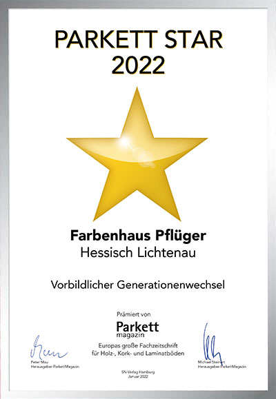 Farbenhaus Pflüger-Bettenfachhändler Urkunde Farbenhaus Pflüger