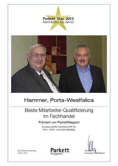 Hammer Heimtex-Fachmärkte Systemzentrale GmbH-Bettenfachhändler Urkunde Hammer Heimtex-Fachmärkte Systemzentrale GmbH