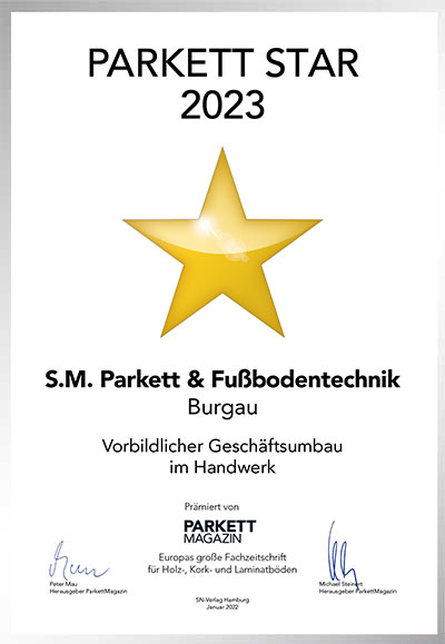S.M. Parkett & Fußbodentechnik GmbH-Bettenfachhändler Urkunde S.M. Parkett & Fußbodentechnik GmbH