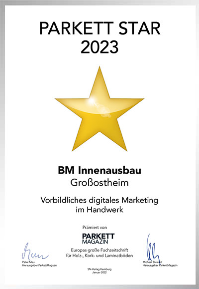 BM Innenausbau GmbH-Bettenfachhändler Urkunde BM Innenausbau GmbH