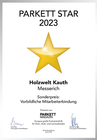 Holzwelt Kauth GmbH-Bettenfachhändler Urkunde Holzwelt Kauth GmbH