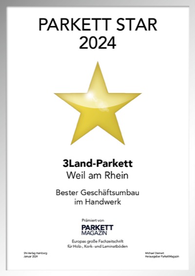 3Land-Parkett-Bettenfachhändler Urkunde 3Land-Parkett