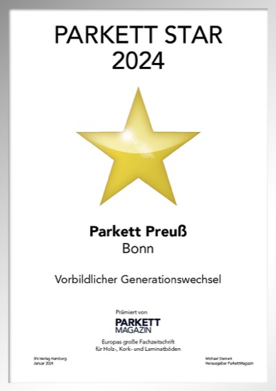Parkett Preuß GmbH-Bettenfachhändler Urkunde Parkett Preuß GmbH