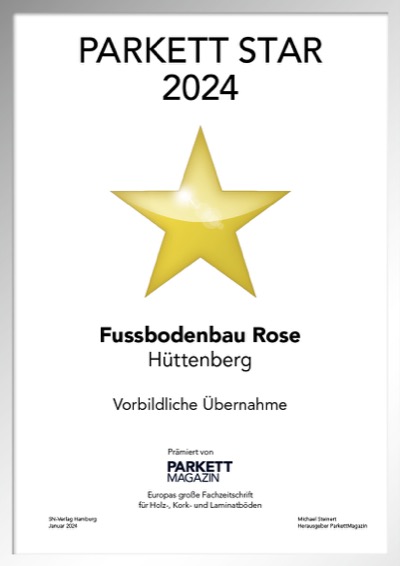 Fussbodenbau Rose GmbH-Bettenfachhändler Urkunde Fussbodenbau Rose GmbH