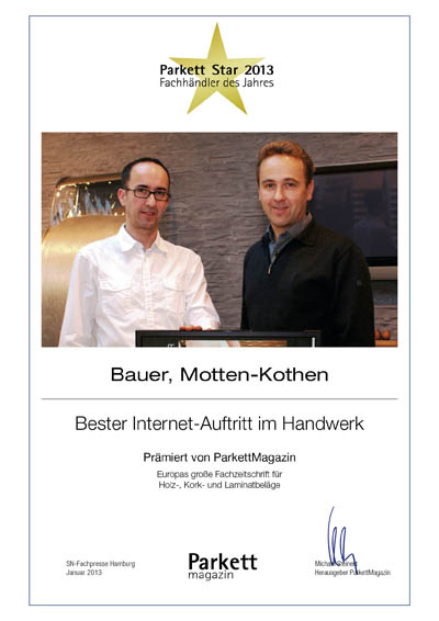 Bauer-Bettenfachhändler Urkunde Bauer
