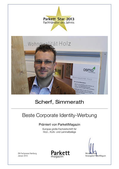 Manfred Scherf Holzfachhandel-Bettenfachhändler Urkunde Manfred Scherf Holzfachhandel