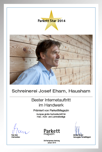 Schreinerei Josef Eham GmbH-Bettenfachhändler Urkunde Schreinerei Josef Eham GmbH