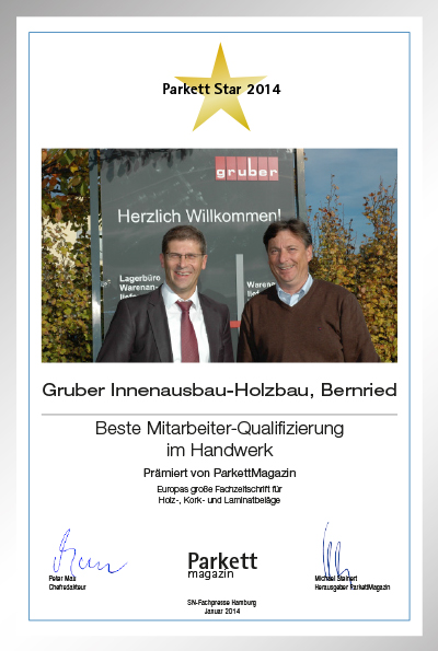 Gruber Innenausbau-Holzbau GmbH-Bettenfachhändler Urkunde Gruber Innenausbau-Holzbau GmbH