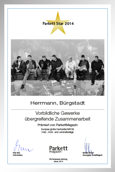 Herrmann Parkett.Möbel.Räume.-Bettenfachhändler Urkunde Herrmann Parkett.Möbel.Räume.