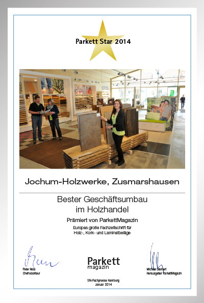 Jochum Holzwerke GmbH-Bettenfachhändler Urkunde Jochum Holzwerke GmbH