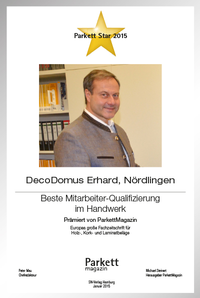 DecoDomus Erhard-Bettenfachhändler Urkunde DecoDomus Erhard