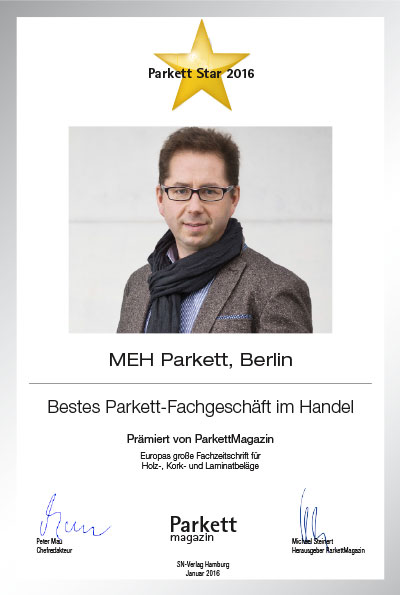 MEH Parkett-Bettenfachhändler Urkunde MEH Parkett