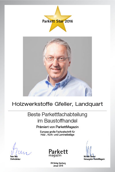 Holzwerkstoffe Gfeller AG-Bettenfachhändler Urkunde Holzwerkstoffe Gfeller AG