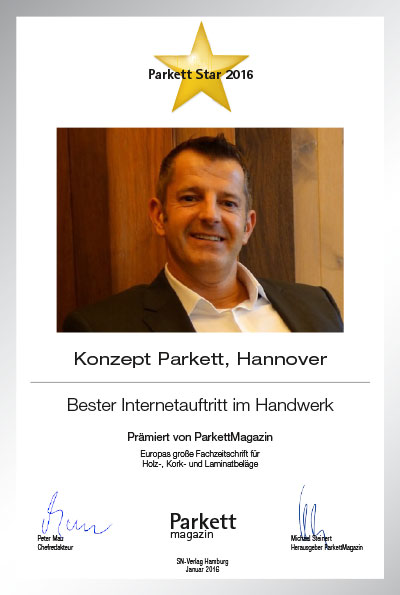 Konzept Parkett-Bettenfachhändler Urkunde Konzept Parkett