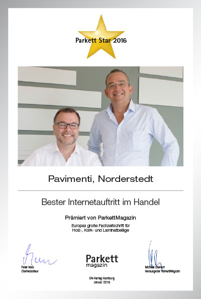 Pavimenti GmbH-Bettenfachhändler Urkunde Pavimenti GmbH