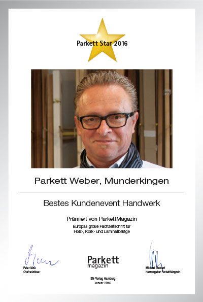 Parkett Weber GmbH-Bettenfachhändler Urkunde Parkett Weber GmbH