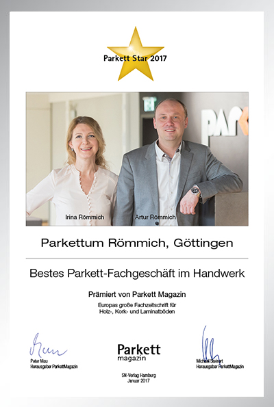 Parkettum Römmich-Bettenfachhändler Urkunde Parkettum Römmich