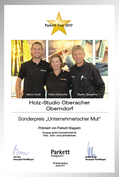 Holz-Studio Oberacher-Bettenfachhändler Urkunde Holz-Studio Oberacher