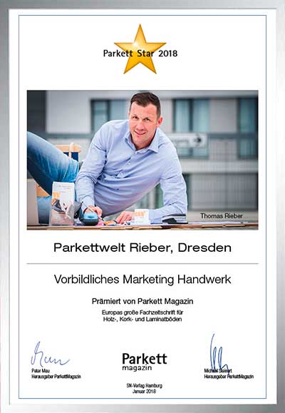 Parkettwelt Rieber-Bettenfachhändler Urkunde Parkettwelt Rieber