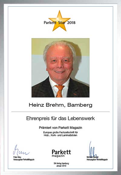 Heinz Brehm-Bettenfachhändler Urkunde Heinz Brehm